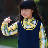 琥珀寻2016童装春装新款女童毛衣假两件套头针织衫中大童宝宝外套
