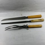 特价欧洲古玩 西洋收藏老铁质刀,叉,磨刀棒天然材质餐具ZJ-131