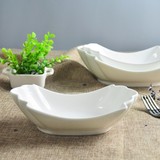西餐冷菜热菜异型碗 创意沙拉碗 陶瓷纯白酒店家用餐具凤尾造型碗