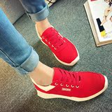 2016春秋季新品女式韩版系带休闲运动单鞋低跟百搭红色学生女鞋潮