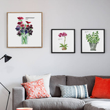 现代简约客厅装饰画花卉水彩北欧绿色小清新挂画浪漫花卉壁画花语