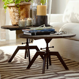 茶几简约客厅实木仿古铁艺小桌子小户型创意升降圆形个性家具茶桌