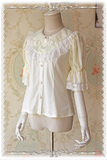 【Infanta.婴梵塔】Lolita 玻璃条纹泡泡袖 可拆卸口水兜衬衣