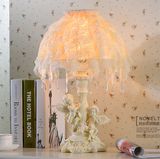 欧式地中海创意时尚卧室床头灯 可爱丘比特高档蕾丝灯罩台灯包邮
