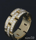 二手真品 Cartier卡地亚 18k黄金钻石戒指 #59 ，19号 日本代购