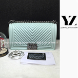 【YZ】奢侈品回收寄卖全新全套chanel leboy中号斜纹羊皮，20编码