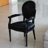 酒店别墅软包马皮餐椅美式工艺时尚大气全实木休闲椅沙发子定制