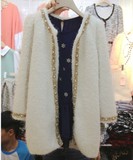 韩国女装代购现货 2013秋冬女装韩版长袖中长款羊毛呢子大衣外套