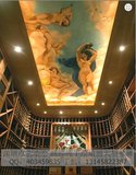酒店走廊欧式大型吊顶壁画 艺术画手绘古典人物油画 深圳墙绘