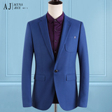AJ春季新款 男士修身单西服休闲小西装 潮英伦时尚纯色西装外套男
