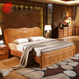 实木床1.8米双人床中式主卧室雕花大床储物高箱床 现代简约古典床