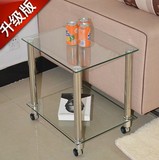 特价透明钢化玻璃不锈钢打印机桌小茶几沙发边几边桌置物架长方形