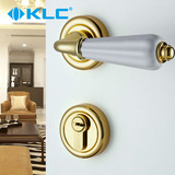 德国KLC欧式房门锁实木门分体锁室内门锁金色陶瓷把手铜锁芯 米兰