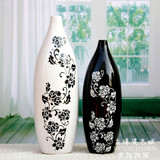 景德镇陶瓷器现代家饰家居客厅装饰工艺品摆件 创意黑白花瓶摆设