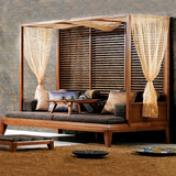 东南亚风格家具 实木罗汉床 槟榔家具 柚木架子床 新中式沙发床