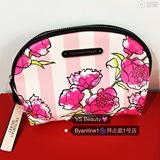 Victoria's secret维多利亚的秘密维秘粉色条纹玫瑰花化妆包包邮