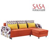 上海SASA品牌宜家转角储物布艺可拆洗折叠组合沙发床1.51.8包邮