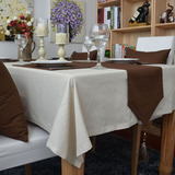 沃米兔米色全棉布艺桌条台布餐桌布茶几布书桌布盖布可定制