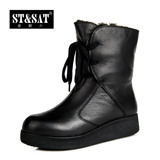 StSat星期六冬季专柜短靴短筒女鞋圆头新品冬款靴子SS34SU4083