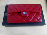 正品代购 Chanel香奈儿钱夹 女包 红色菱格纹小羊皮包盖式钱包