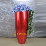 枣红圆斗树脂落地大花瓶花器干花插花摆件 客厅欧式现代装饰品