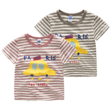 男童小汽车条纹T恤 儿童圆领短袖2016新款童装 宝宝纯棉夏款汗衫