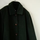 孤品Vintage古着 墨绿色基本款 长袖复古羊绒大衣