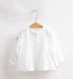 童装夏装宝宝白色衬衫婴儿衣服长袖衬衣薄外套女童纯棉防晒服开衫