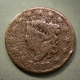 美国1817年早期 1美分铜币 存世量极少 品相如图直径28MM C15.