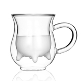 包邮手工吹制双层玻璃杯 创意杯子水杯 奶牛杯 早餐牛奶杯 果汁杯