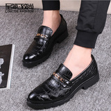 夏季新款潮流韩版时尚尖头皮鞋男士透气英伦休闲商务皮鞋黑增高