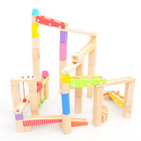 儿童益智早教玩具大型木制拼插建构积木过山车轨道滚珠轨道积木车