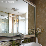 BOLEN银色边框卫生间浴室大镜子宾馆玄关镜 壁挂式长方型定做包邮