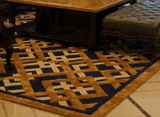 欧美家手工冲钻立体几何后现代客厅茶几卧室可定制金色藏青大地毯