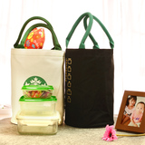 日本星巴克便当包饭盒 袋女单肩圆形环保手拎包购物提袋帆布袋