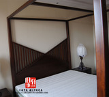 老榆木东南亚风格架子床|实木简约六尺大床|仿古实木家具定制宜家