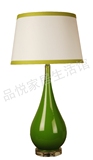 内彩橄榄绿色玻璃台灯 水晶底座台灯 样板房/软装式程台灯