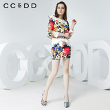 CCDD专柜正品2015春装新款 女外套女上衣圆领短款外套女C51C198