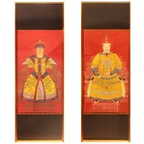 手绘中国画工笔人物皇帝王后现代新中式中国风装饰画竖幅挂画客厅