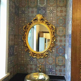 欧式镜子卫生间浴室壁挂装饰镜框油画相框大号金色椭圆公主化妆镜
