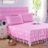 床单式床裙床罩雪纺蕾丝层层印花小碎花田园公主韩式花边床上用品