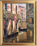 金美纯手绘欧式客厅油画 威尼斯建筑风景 玄关竖幅有框壁画《》