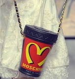 原宿风创意女包麦当劳可乐包链条包单肩斜挎包萌可爱字母水桶包