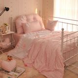 波点公主床品韩国可爱粉色宿舍单人床全棉儿童床上用品三/四件套