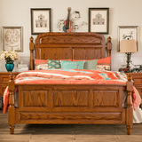 【进口美国红橡木】美式乡村卧室家具橡木实木床1.5m 1.8米双人床