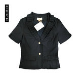 新款特价 自然元素正品 黑色V领暗竖条纹纯棉短袖外套西装499
