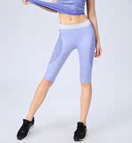 新款女士速干裤五分裤薄 健身裤跑步瑜伽运动裤 轻压透气紧身WA48