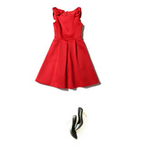 特价*高端新品16年夏季女装无袖大红连衣裙 晚礼服短款裙子大红色