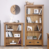 现木生活 简易实木书柜高矮书架自由组合置物柜子橡木开放式书橱