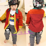 冬装新款1韩版宝宝儿童0-3岁小童男童女童婴儿 两色加绒拼接衬衫A
